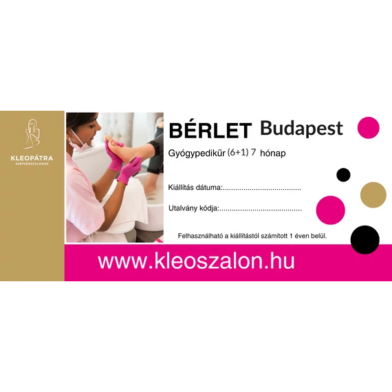 Budapest Gyógypedikűr bérlet (6+1) 7 hónap