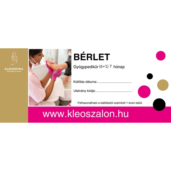 Gyógypedikűr bérlet (6+1) 7 hónap