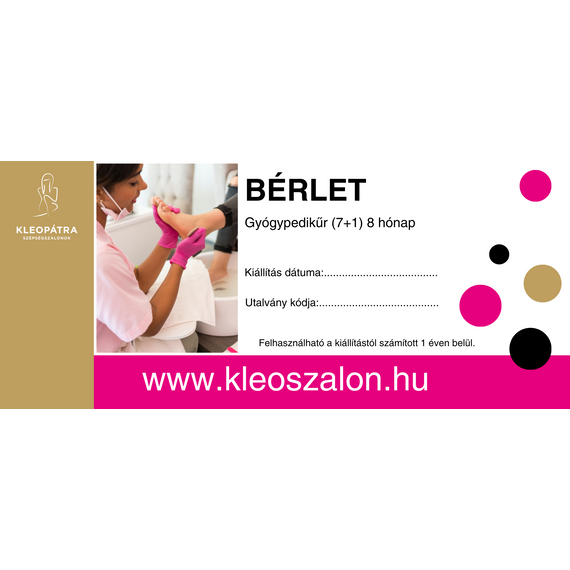 Gyógypedikűr bérlet (7+1) 8 hónap