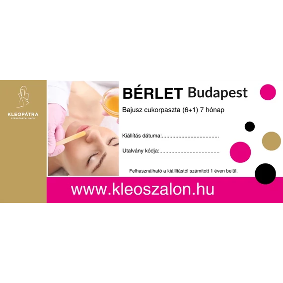 Budapest Bajusz cukorpaszta bérlet (6+1) 7 hónap