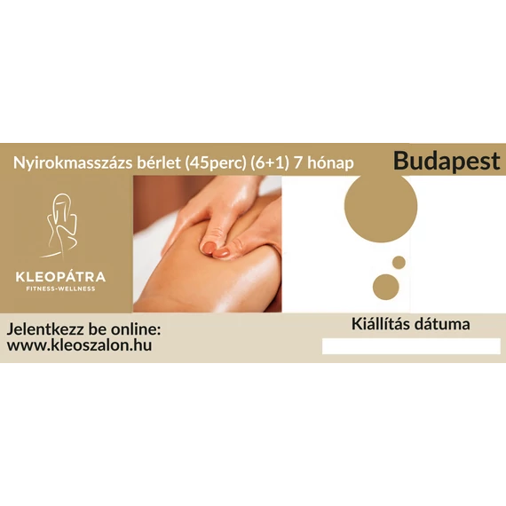 Budapest Nyirokmasszázs bérlet (45perc) (6+1) 7 hónap