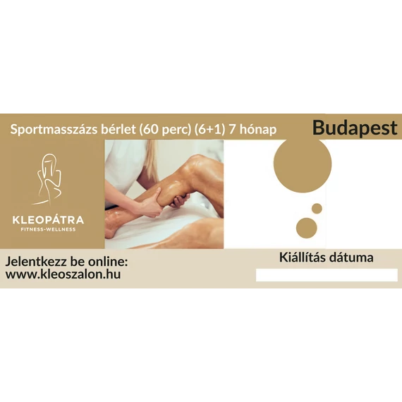 Budapest Sportmasszázs bérlet (60 perc) (6+1) 7 hónap