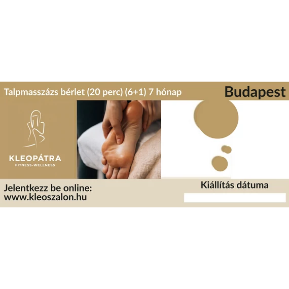 Budapest Talpmasszázs bérlet (20 perc) (6+1) 7 hónap